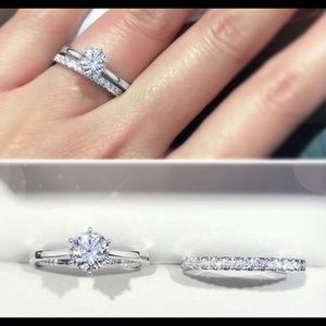 18K White Gold Plated Wedding 👰🏼 Set Size 9